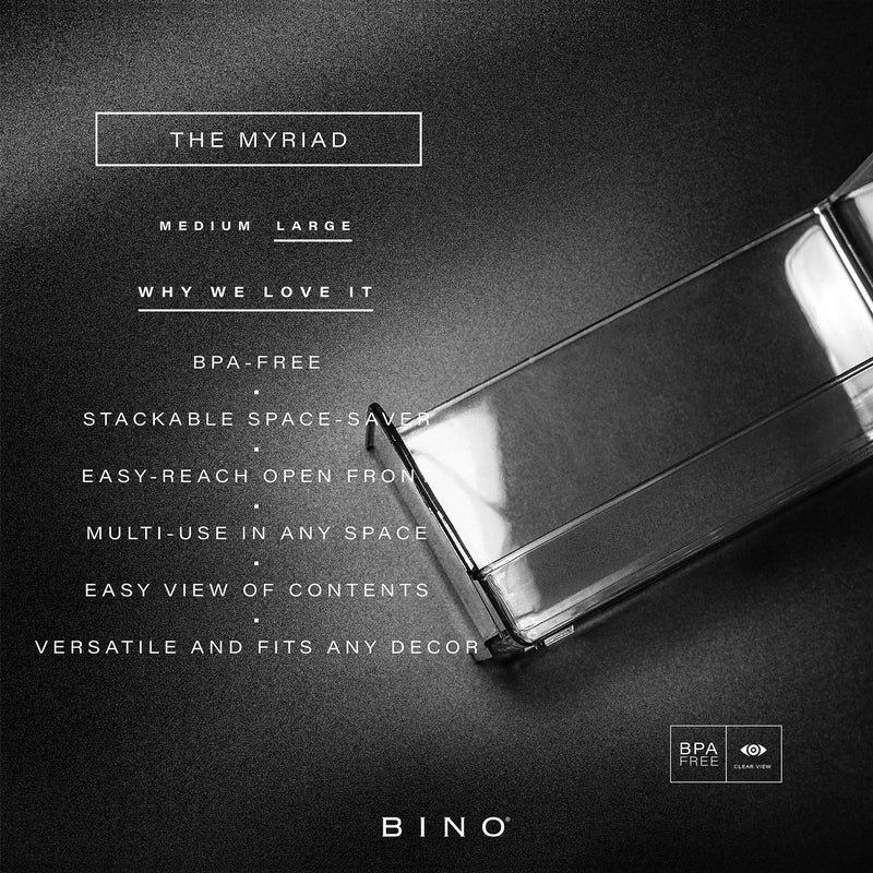 BINO | Stackable Plastic Storage Bins, Large | THE MYRIAD COLLECTION | Multipurpose Bins | Pantry Organizers And Storage | Home Organization Containers | Clear Plastic Fridge Bin | Freezer Organizer - Image 2
